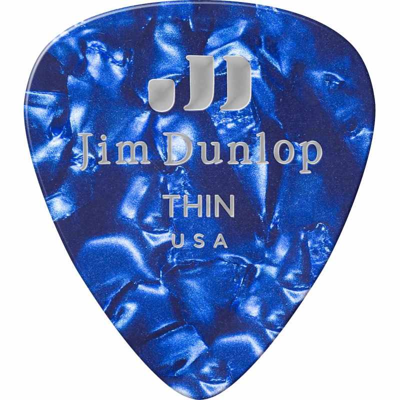 DUNLOP 483R10TH Genuine Celluloid - Genuine Celluloid Classic, Beutel mit 72 Stück, perloid blue, thin