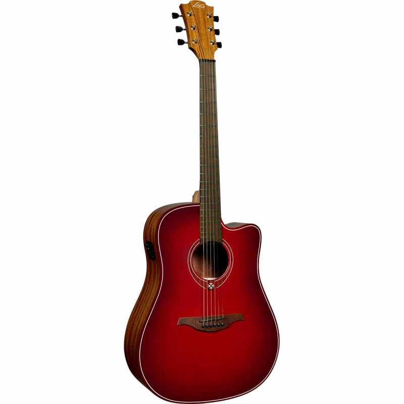 Lâg T-RED-DCE T-Red - Tramontane Dreadnought Cutaway Electro Special Edition Red Burst