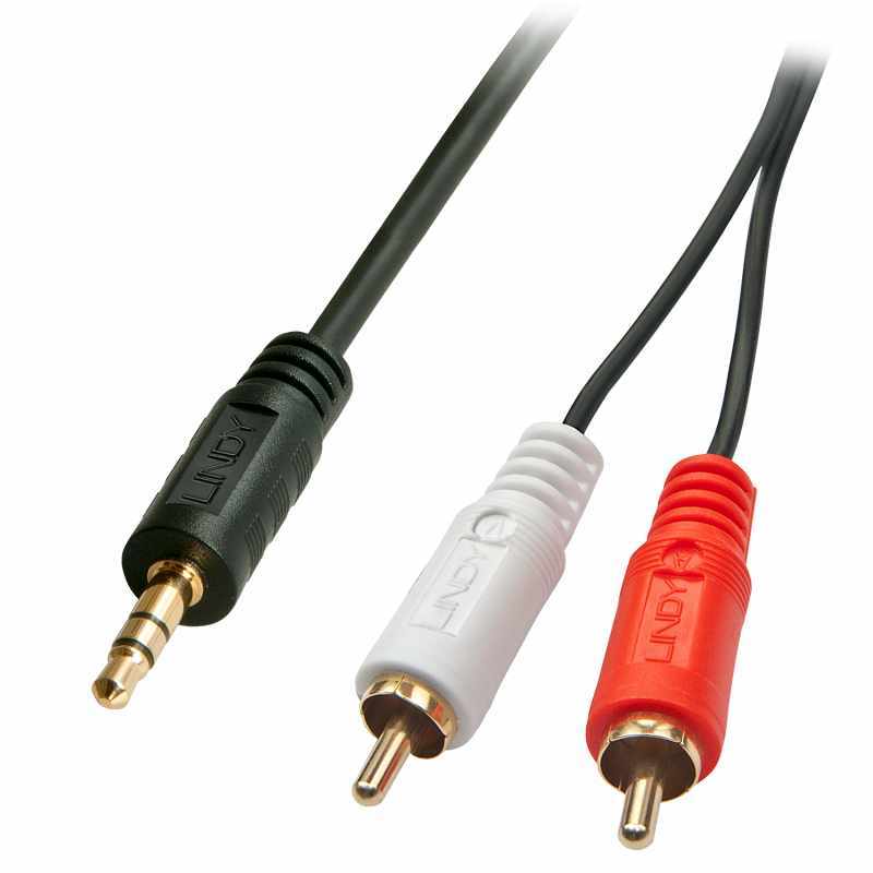 LINDY 35683 Cable de audio premium 2 x RCA (cinch) macho a jack de 35 mm macho 5 m