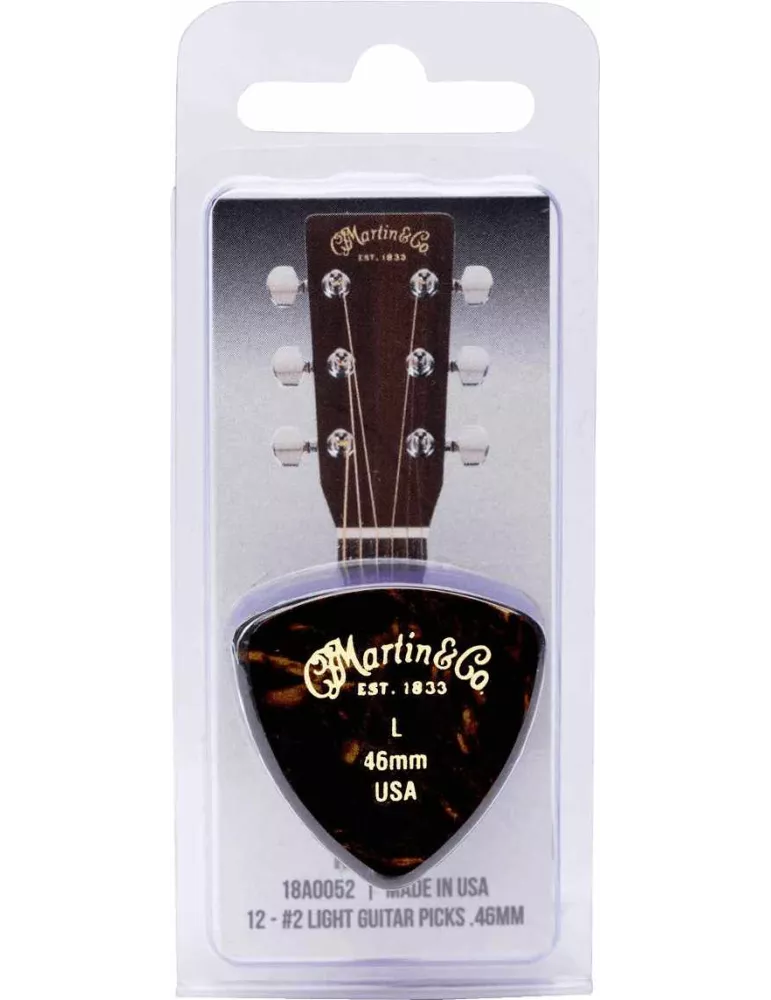  MARTIN & CO. A0052 Blister de 12 médiators Martin 0.46mm Light, Tortoise|MusicGoodDeal 