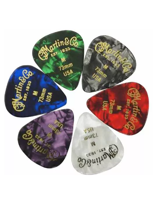  Martin A0096 Sachet de 6 médiators Medium, Coloris assortis|MusicGoodDeal 