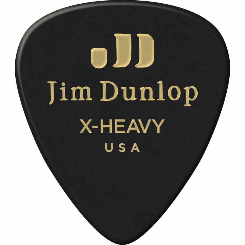 DUNLOP 483P03EXH Genuine Celluloid - Genuine Celluloid Classic, Player's Pack of 12, black, extra heavy