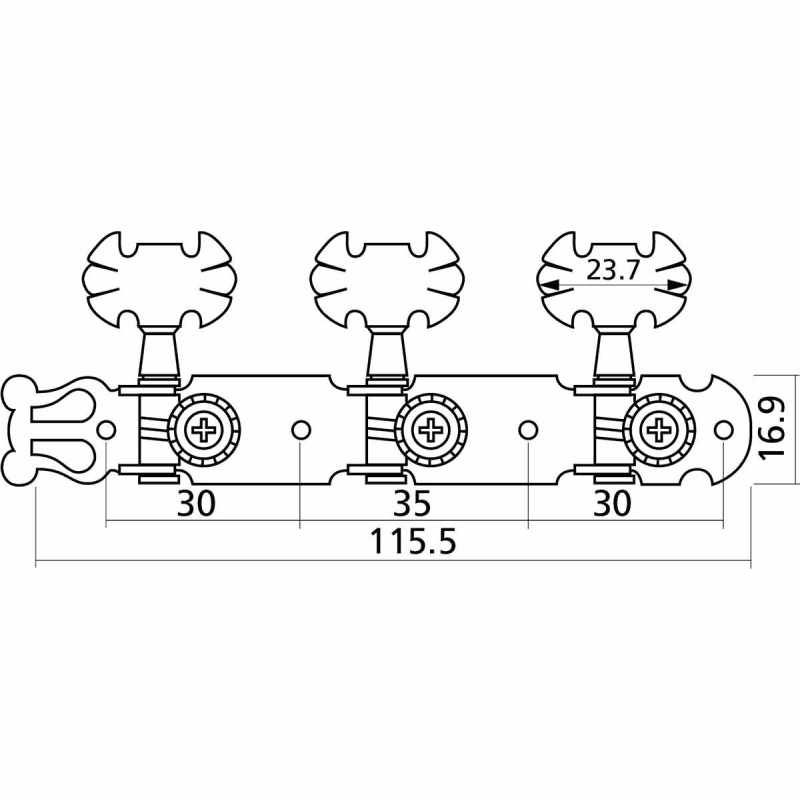 YELLOW PARTS EZ1779N Classics - Platinum nickel lyre pearl buttons