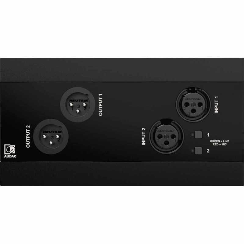 AUDAC NWP222-B . Wand-Plastron - Wand-Plastron I/O Netzwerk-Audio - 2 x XLR in- & out + BT (4 x 2 CH) schwarz