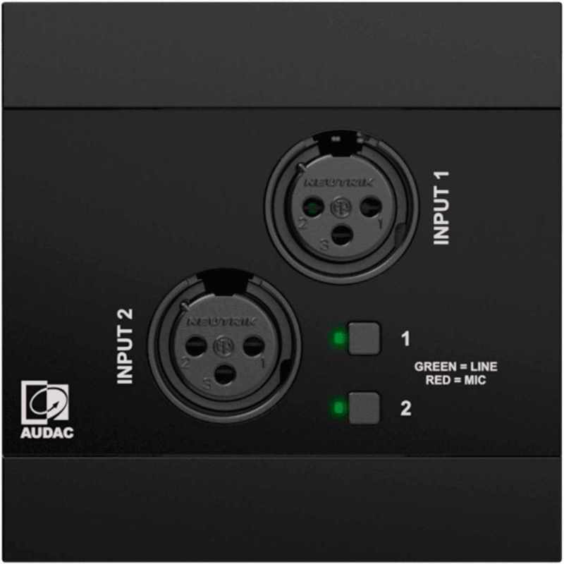 AUDAC NWP220-B Placas de pared - Placa de pared de audio en red - 2 x XLR + BT (4 CH) negro