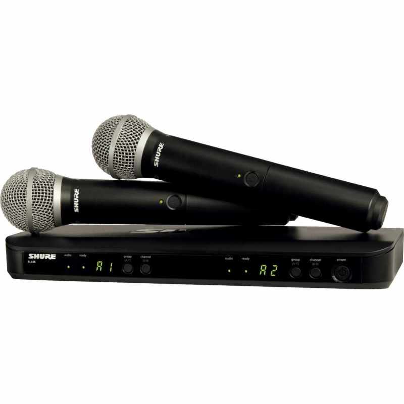 SHURE BLX288E-PG58-K3E Dual completo - Transmisor BLX dual y micrófono K3E de banda PG58.