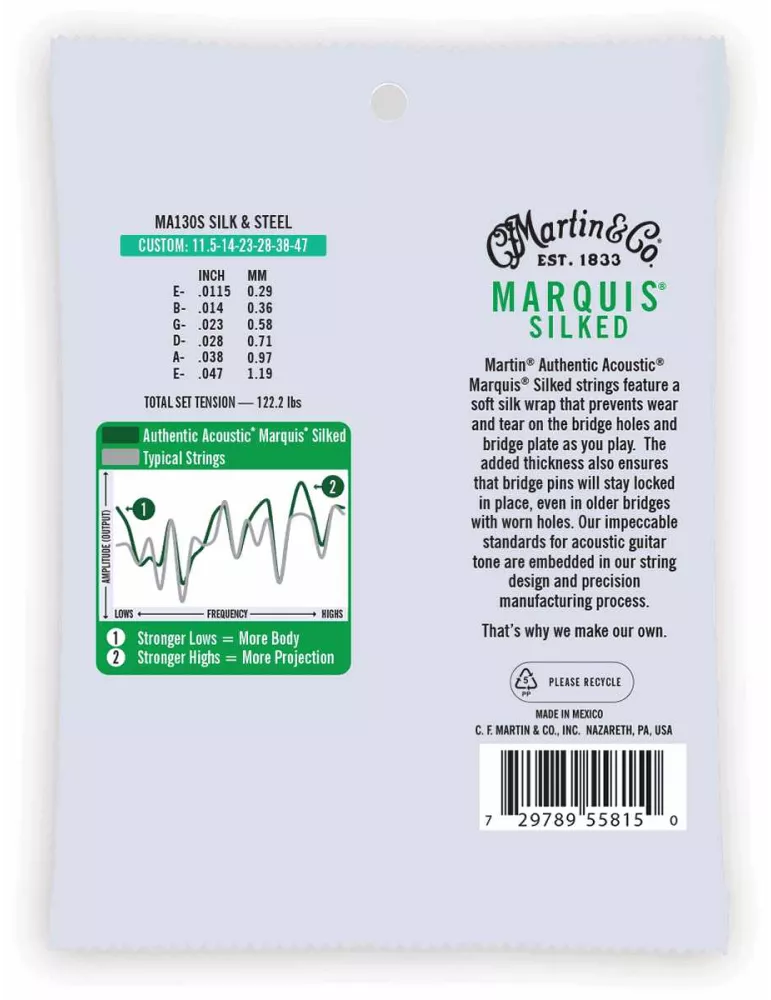  Martin MA130S Authentic Silked, Silk & Steel, 11.5 - 47.0|MusicGoodDeal 