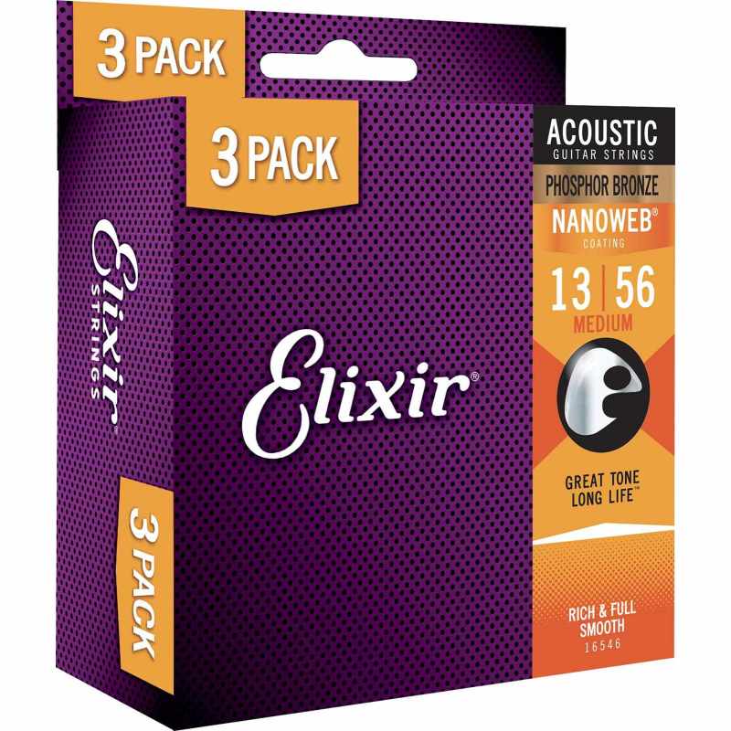 ELIXIR 16546 Sets - Pack of 3 sets 16102 Nanoweb Phos. Bronze M 13-56