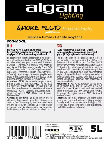  Algam Lighting FOG-MD-5L Liquide fumée densité moyenne 5L|MusicGoodDeal  2