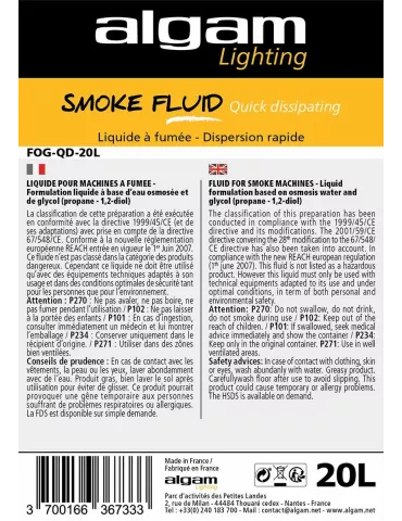  Algam Lighting FOG-QD-20L Liquide fumée dispersion rapide 20L|MusicGoodDeal  2