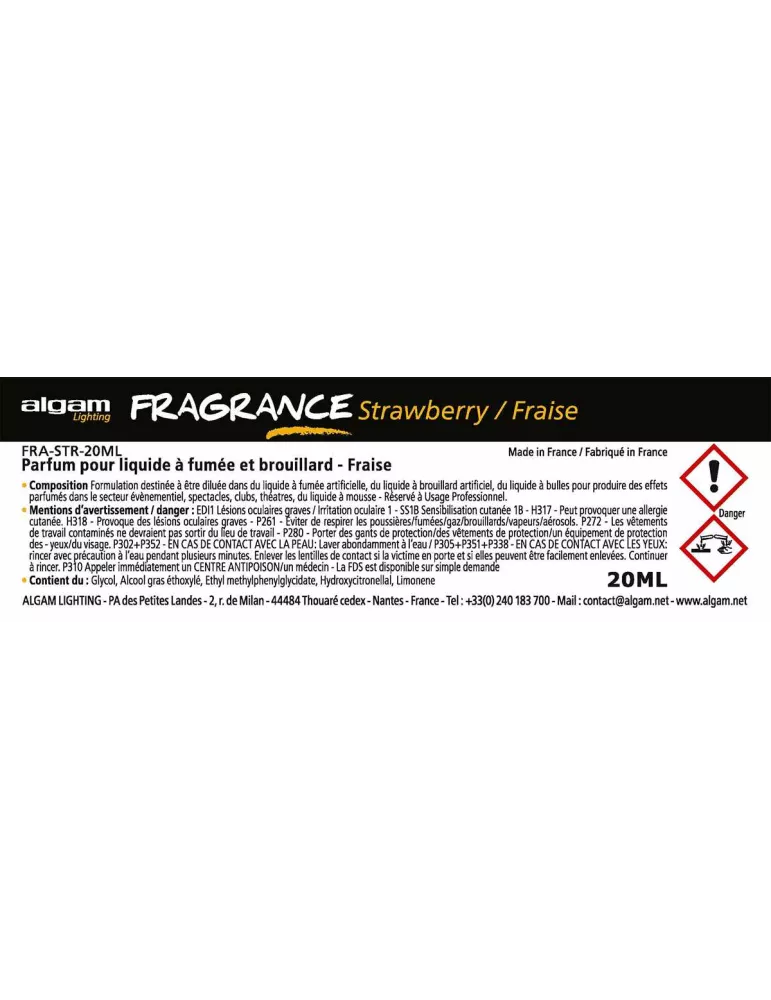  Algam Lighting FRA-STR-20ML Parfum fumée-brouillard, fraise 20ml|MusicGoodDeal 