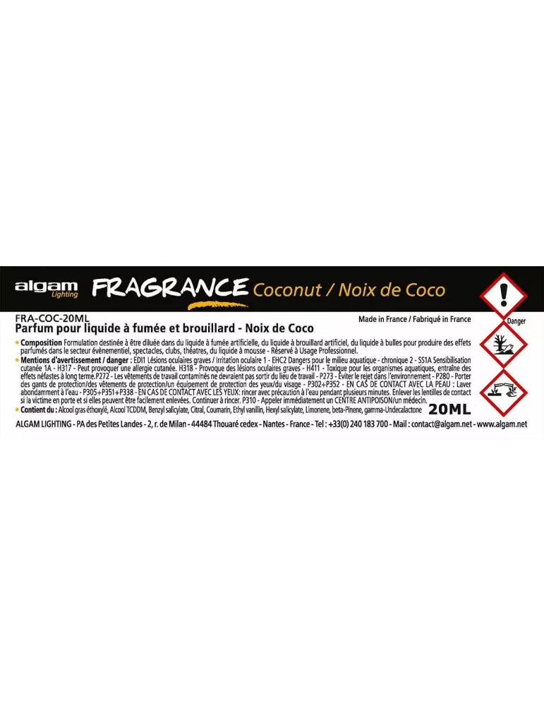  Algam Lighting FRA-COC-20ML Parfum fumée-brouillard, coco 20ml|MusicGoodDeal 