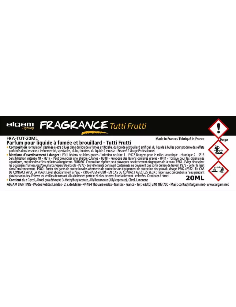  Algam Lighting FRA-TUT-20ML Parfum fumée-brouillard, tuttifrutti 20ml|MusicGoodDeal 