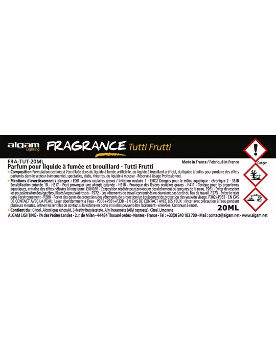  Algam Lighting FRA-TUT-20ML Parfum fumée-brouillard, tuttifrutti 20ml|MusicGoodDeal 
