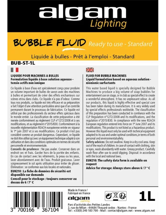  Algam Lighting BUB-ST-1L Liquide bulles standard 1L|MusicGoodDeal 
