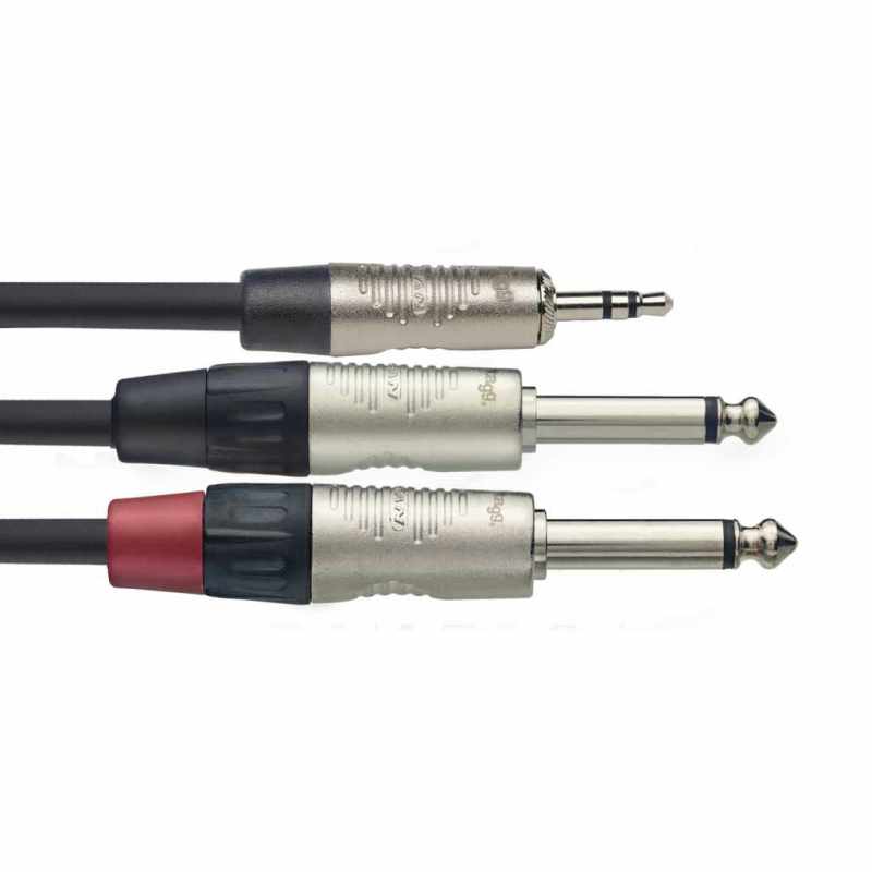 STAGG NYC2/MPS2PR Serie N, cable Y, mini jack / jack (m / m), estéreo / mono, 2 m