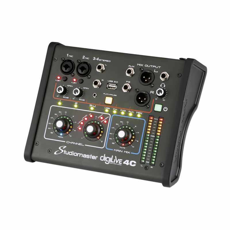 STUDIOMASTER DIGILIVE4C DigiLiVe8c digital mixing console, 4 inputs, 2 Fx busses, 1 mono Aux