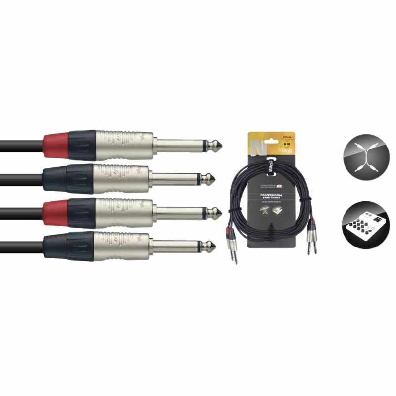 STAGG NTC6PR Twin cable, jack/jack (m/m), mono, 6 m (20')