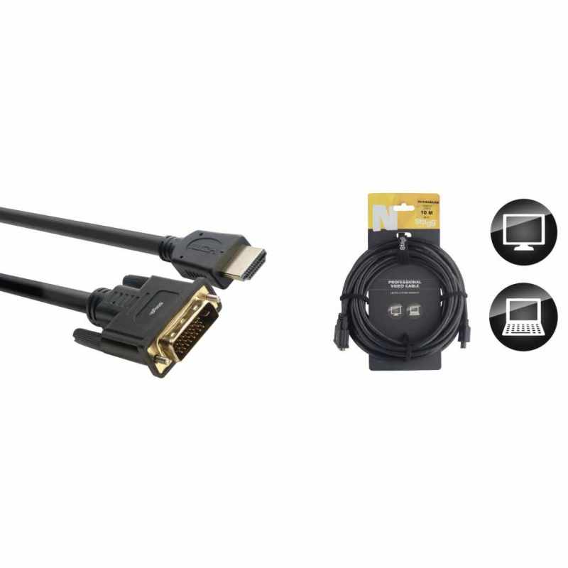 STAGG NVC10HAMDVIDM Cable de video, serie N - HDMI 1.4 / DVI de doble enlace