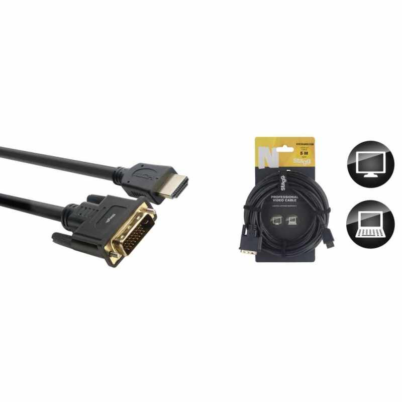 STAGG NVC5HAMDVIDM Cable de video, serie N - HDMI 1.4 / DVI de doble enlace