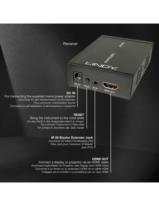 LINDY 38129 Receptor HDMI e IR sobre IP 100Base-T LINDY LIN38129 | MusicGoodDeal