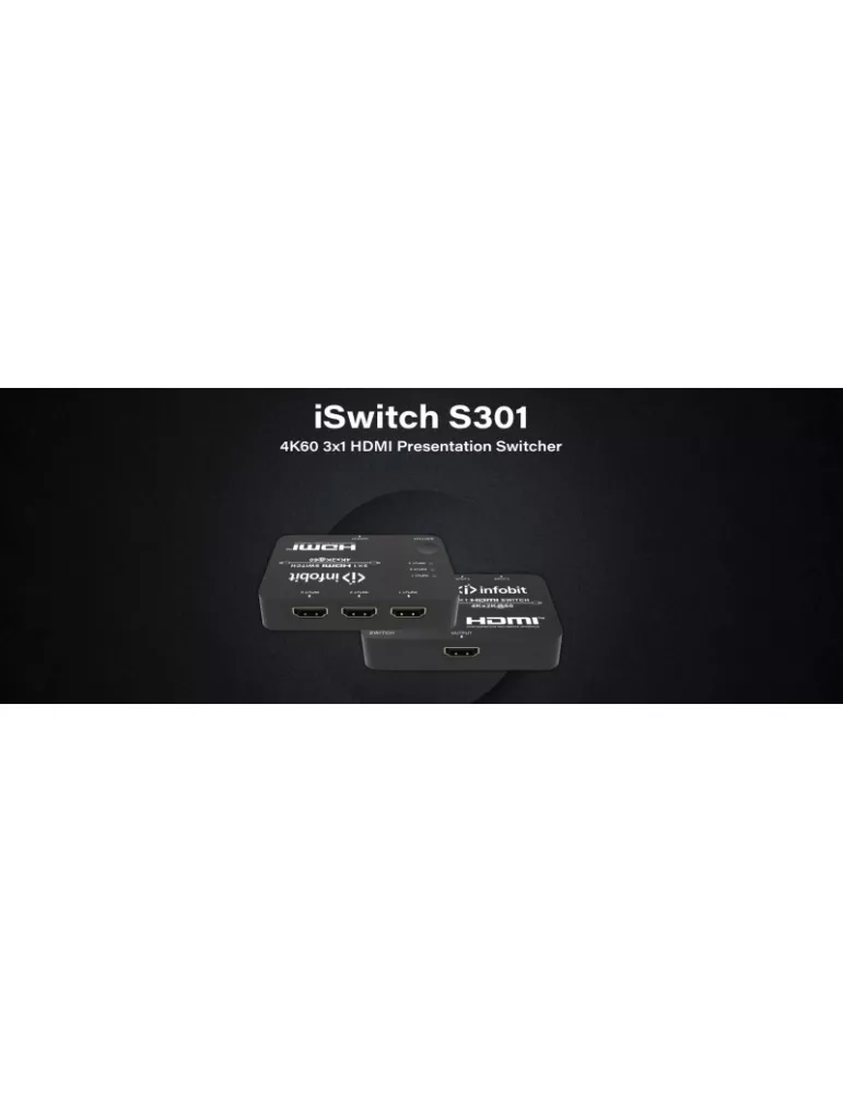 INFOBIT ISWITCHS301 Switcher 3x1 HDMI 4K60 Infobit iSwitch S301