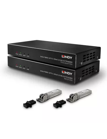 LINDY 38174 : Kit Extender Fibre Optique HDMI 2.0 18G & IR 300m 2