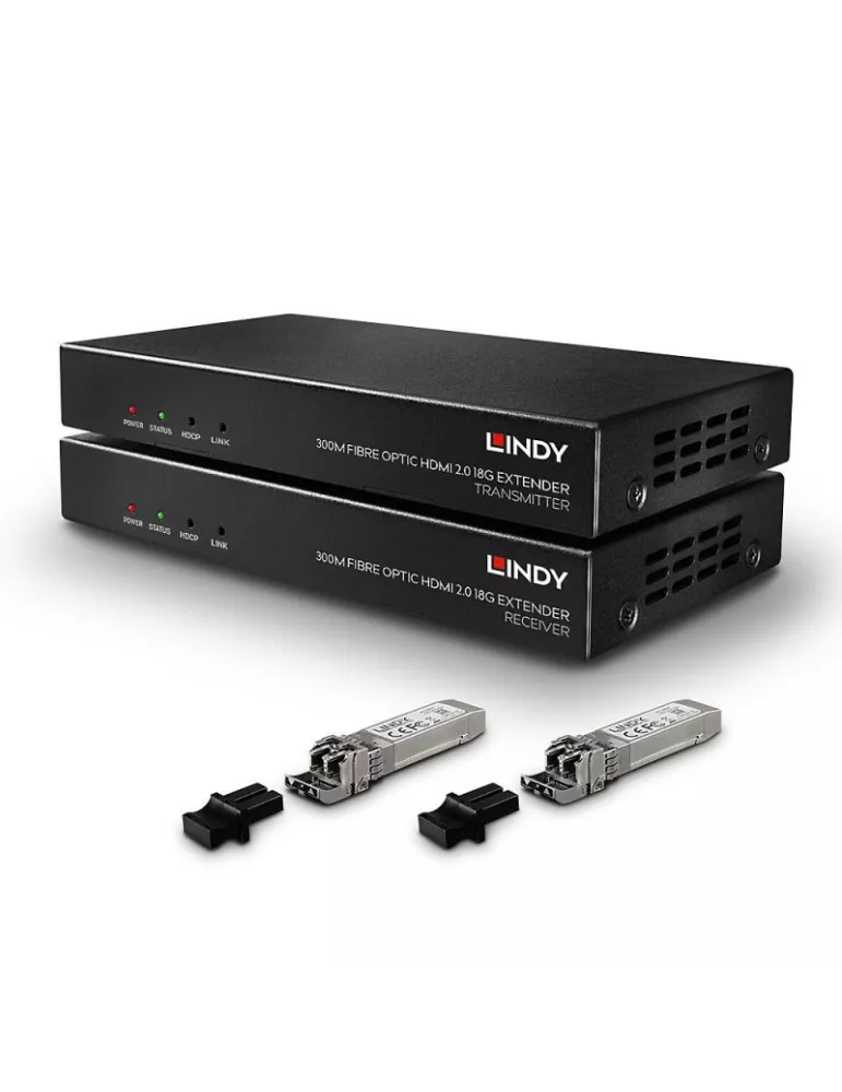 LINDY 38174  HDMI 2.0 18G   IR 300m Fiber Optic Extender Kit LINDY LIN38174 | MusicGoodDeal