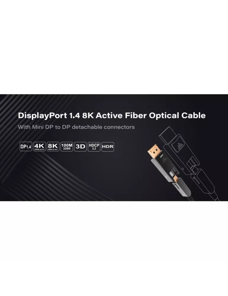 INFOBIT AOCDPD05 Câble actif fibre optique 05m connecteurs Mini-DP D vers Mini-DP détachables Infobit - AOC-DP-D05
