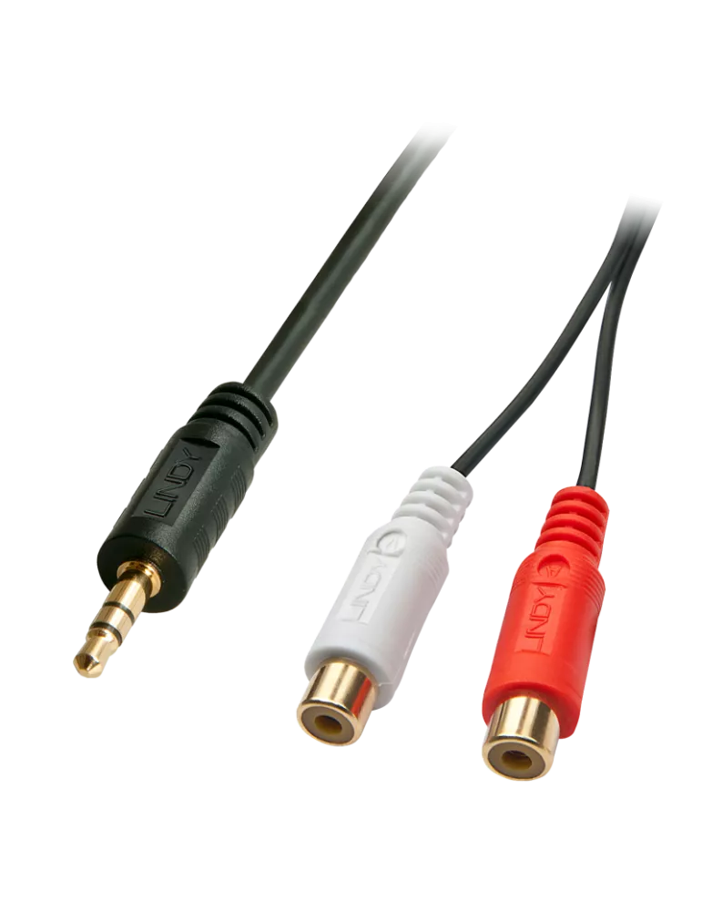 LINDY 35678 Cable de audio premium 2 x RCA (Cinch) hembra a jack de 35 mm macho 25cm LINDY LIN35678 | MusicGoodDeal