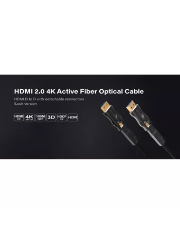 INFOBIT AOCHDMIDD60L Câble FO 60m Connecteurs HDMI D~D Détachables  - AOC-HDMI-DD60L 2