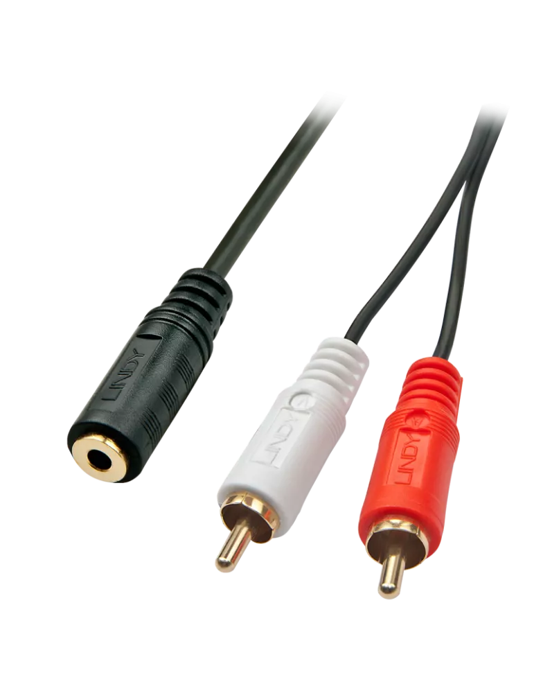 LINDY 35677 Câble audio Premium 2 x RCA (Cinch) vers jack 35mm femelle 25cm