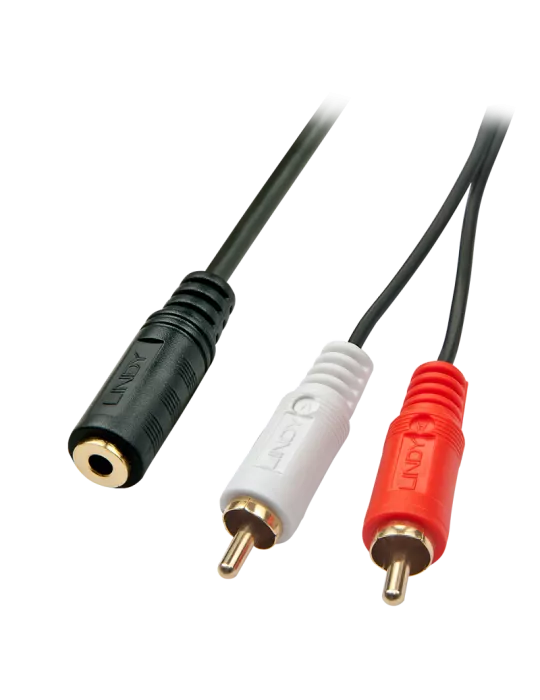 LINDY 35677 Premium audio cable 2 x RCA (Cinch) to jack 35mm female 25cm LINDY LIN35677 | MusicGoodDeal