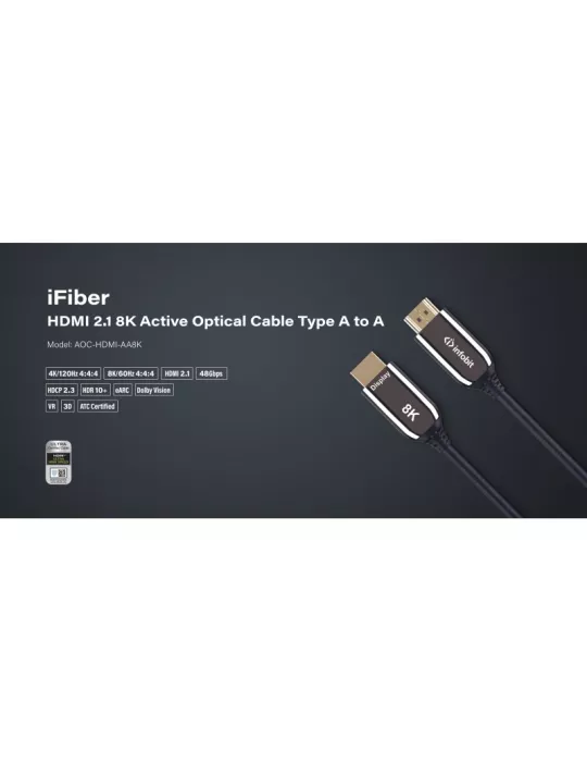 INFOBIT AOCHDMIAA8K10 10m iFiber HDMI 8K tipo A a A cable de fibra óptica activa Infobit - AOC-HDMI-AA8K-10 INFOBIT INFAOCHDMI