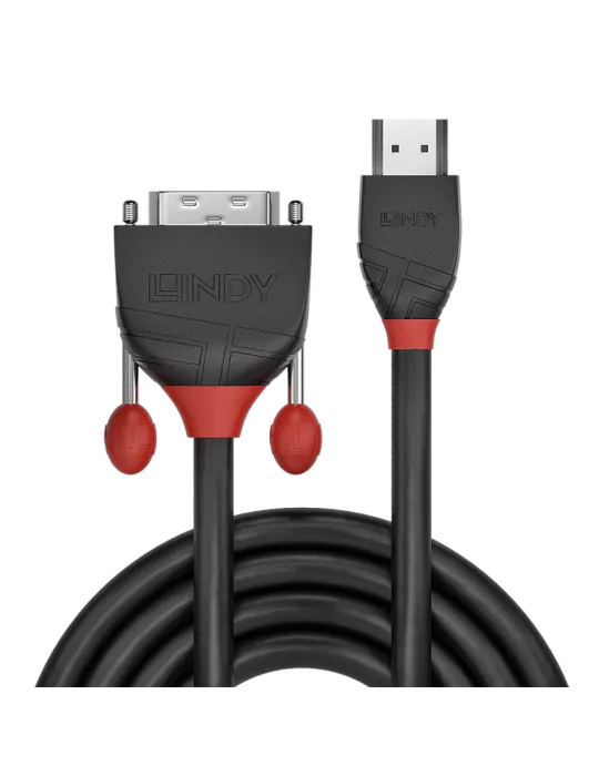 LINDY 36274  HDMI to DVI-D Black Line 5m cable LINDY LIN36274 | MusicGoodDeal