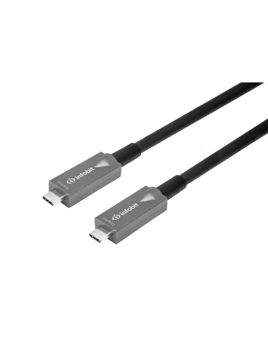 INFOBIT AOCUSB31CCDV10 Cable optique  AOC-USB31-CCDV-10 USB-C vers USB-C 10m (data-vidéo-PD)