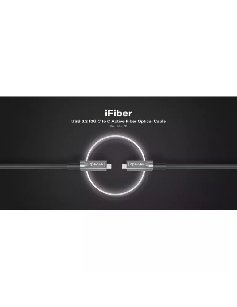 INFOBIT AOCUSB31CCDV10 Optisches Kabel AOC-USB31-CCDV-10 USB-C auf USB-C 10m (Daten-Video-PD) INFOBIT INFAOCUSB31CCDV10 | Musi