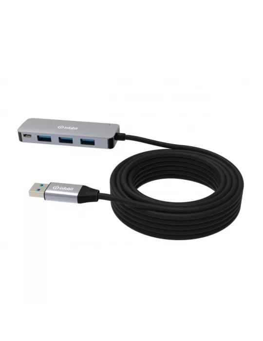 INFOBIT USBACCH14 Active Cooper Câble USB3.0 Hub 10m - Infobit iCable-USB-ACC-H14