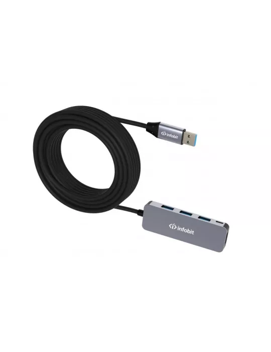 INFOBIT USBACCH14 Active Cooper Câble USB3.0 Hub 10m - Infobit iCable-USB-ACC-H14