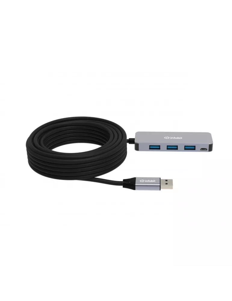 INFOBIT USBACCH14 Active Cooper Câble USB3.0 Hub 10m - Infobit iCable-USB-ACC-H14