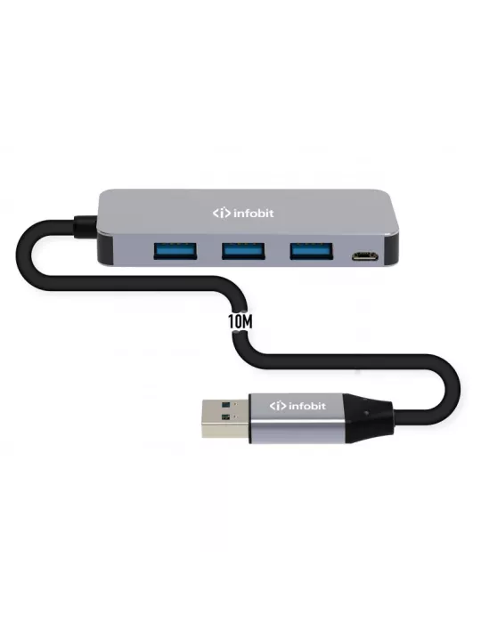 INFOBIT USBACCH14 Active Cooper Câble USB3.0 Hub 10m - Infobit iCable-USB-ACC-H14