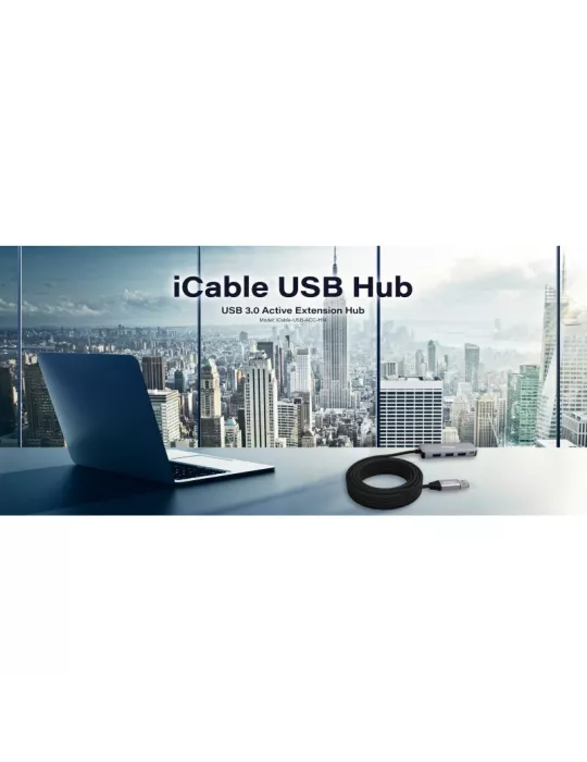 INFOBIT USBACCH14 Active Cooper Câble USB3.0 Hub 10m - Infobit iCable-USB-ACC-H14