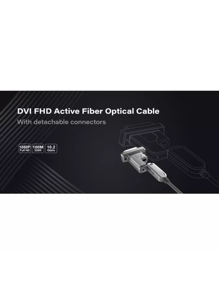 INFOBIT AOCDVID50 Câble actif fibre optique 50m connecteurs DVI Classic détachables Infobit - AOC-DVI-D50