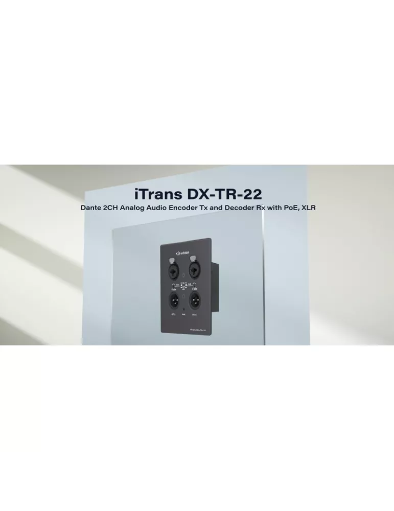 INFOBIT DXTR22 DANTE Wand Encoder   Decoder mit PoE und XLR - Infobit iTrans DX-TR-22 INFOBIT INFDXTR22 | MusicGoodDeal