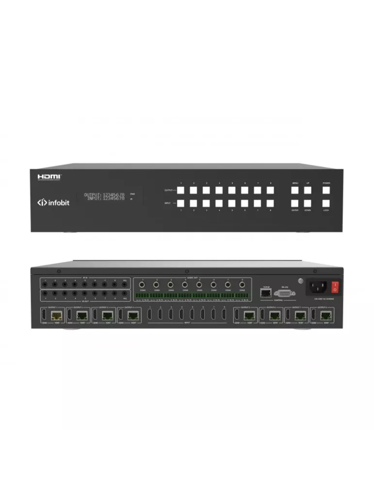 INFOBIT IMATRIXH88H150 Conmutador de matriz iMatrix H88H150 8x HDMI In   8x HDMI Out  HDBaseT INFOBIT INFIMATRIXH88H150 | Musi