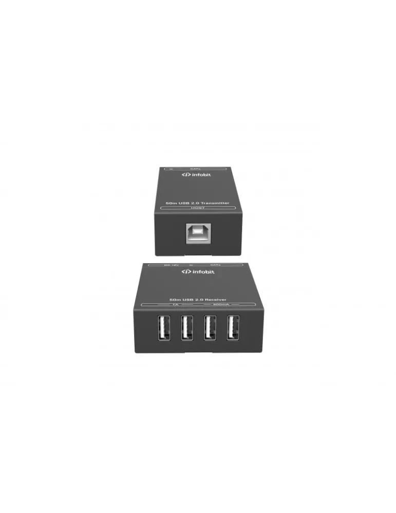 INFOBIT ITRANSTR50 iTrans USB 2.0 Extender (Tx + Rx) 50 meters with 12V 2A 24W power supp