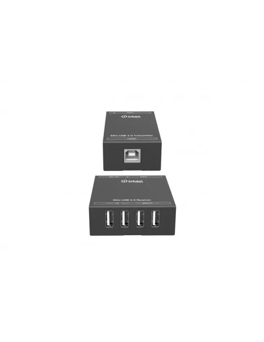 INFOBIT ITRANSTR50 iTrans USB 2.0 Extender (Tx   Rx) 50 metros con 12V 2A 24W fuente de alimentación INFOBIT INFITRANSTR50 | M