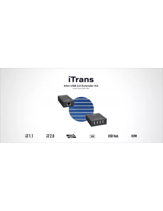 INFOBIT ITRANSTR50 iTrans USB 2.0 Extender (Tx + Rx) 50 meters with 12V 2A 24W power supp