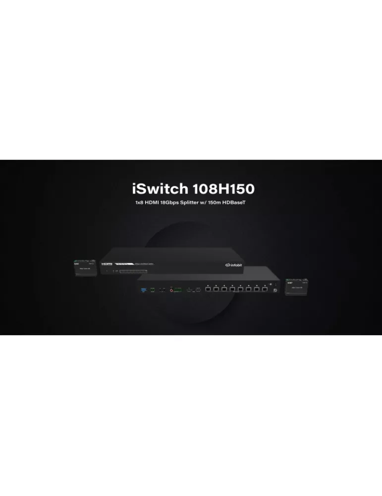 INFOBIT ISWITCH108H150 Splitter 1x8 HDBaseT 4K60 Infobit iSwitch 108H150 INFOBIT INFISWITCH108H150 | MusicGoodDeal