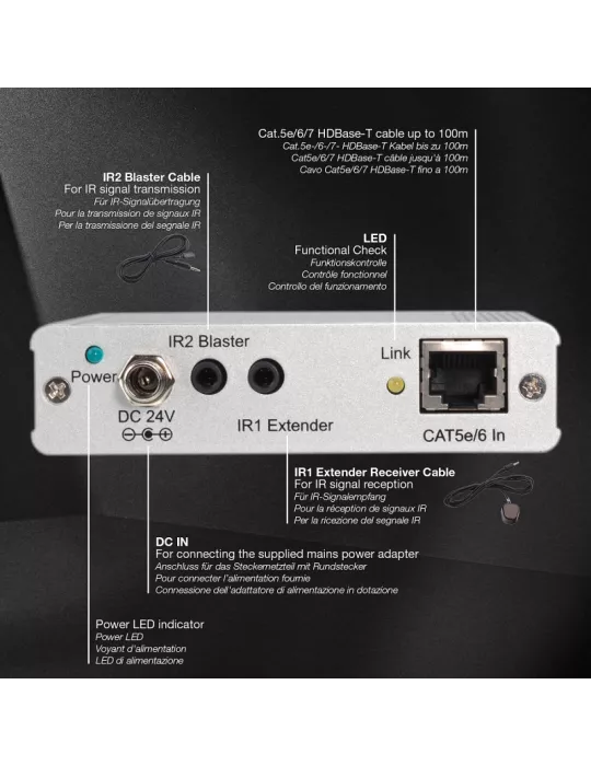 LINDY 38218  C6-100m Receptor PoE Premium para extensor (amplificador) HDMI con tecnología HDBaseT LINDY LIN38218 | MusicGoodD